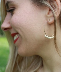 Boucles d'oreilles fantaisie en laiton Perles