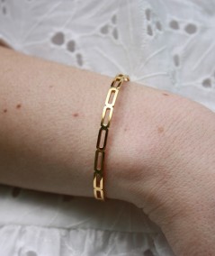 Jonc Léon, bracelet doré en acier inoxydable. Parfait pour un cadeau.