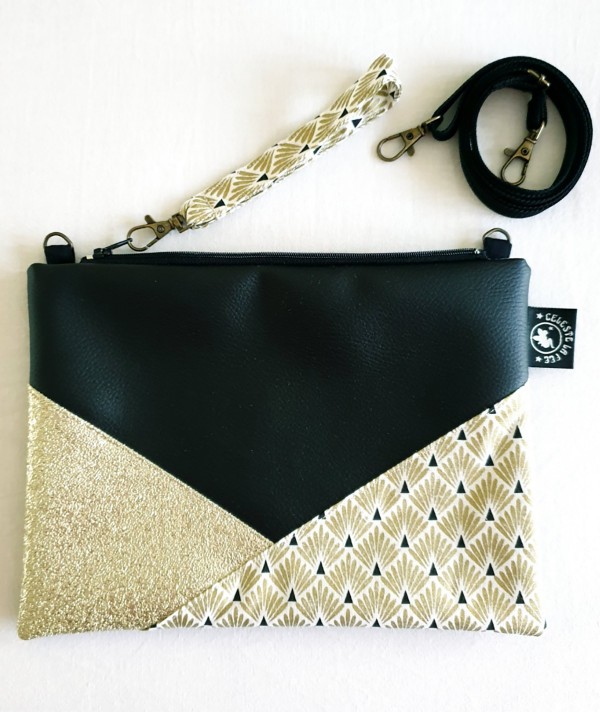 Pochette Céleste noire & dorée