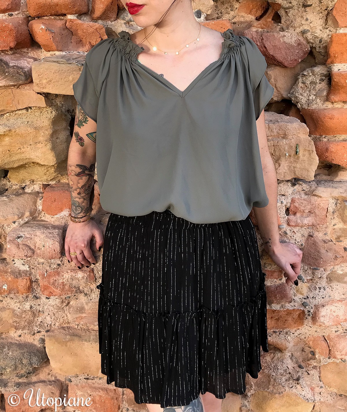 Blouse Cybèle kaki en viscose