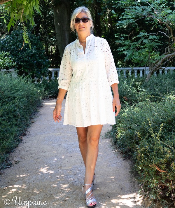 Robe blanche Cyrille Broderie 100% coton et doublure