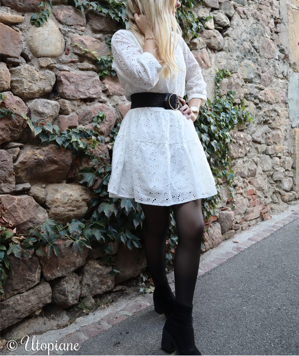 Robe blanche Cyrille Broderie 100% coton et doublure