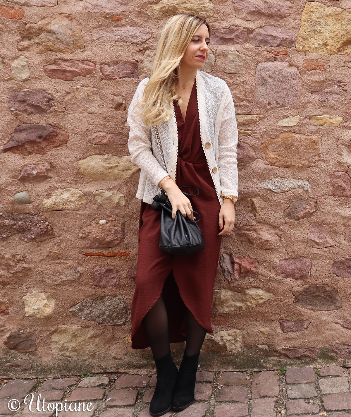 robe longue couleur brique