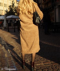 Manteau long à carreaux Émilien sans matière animale