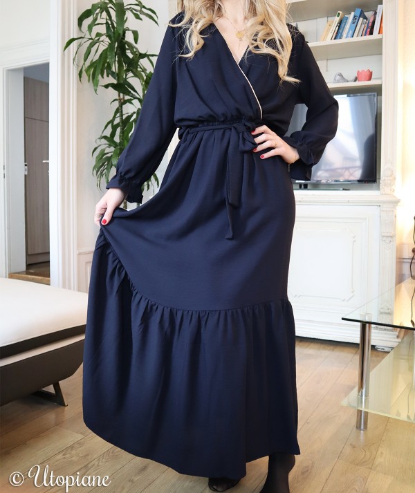 Robe Agathe marine Utopiane robe élégante