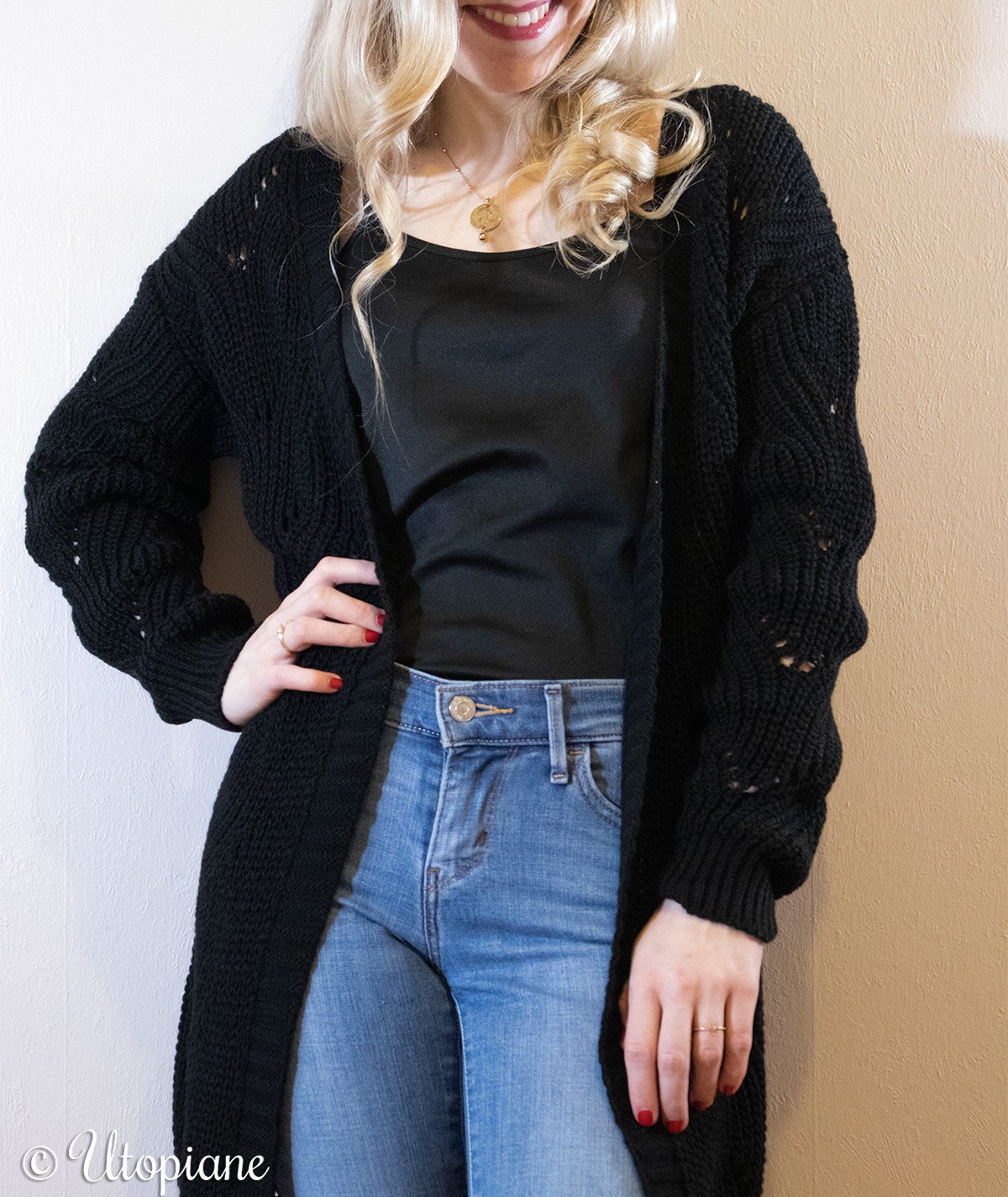 Gilet Naël long noir et vegan, idéal pour l'hiver