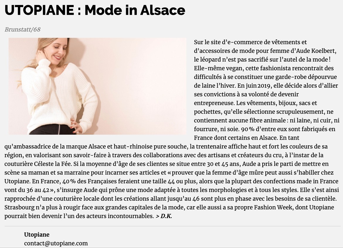 Mode in Alsace : À propos d'Utopiane